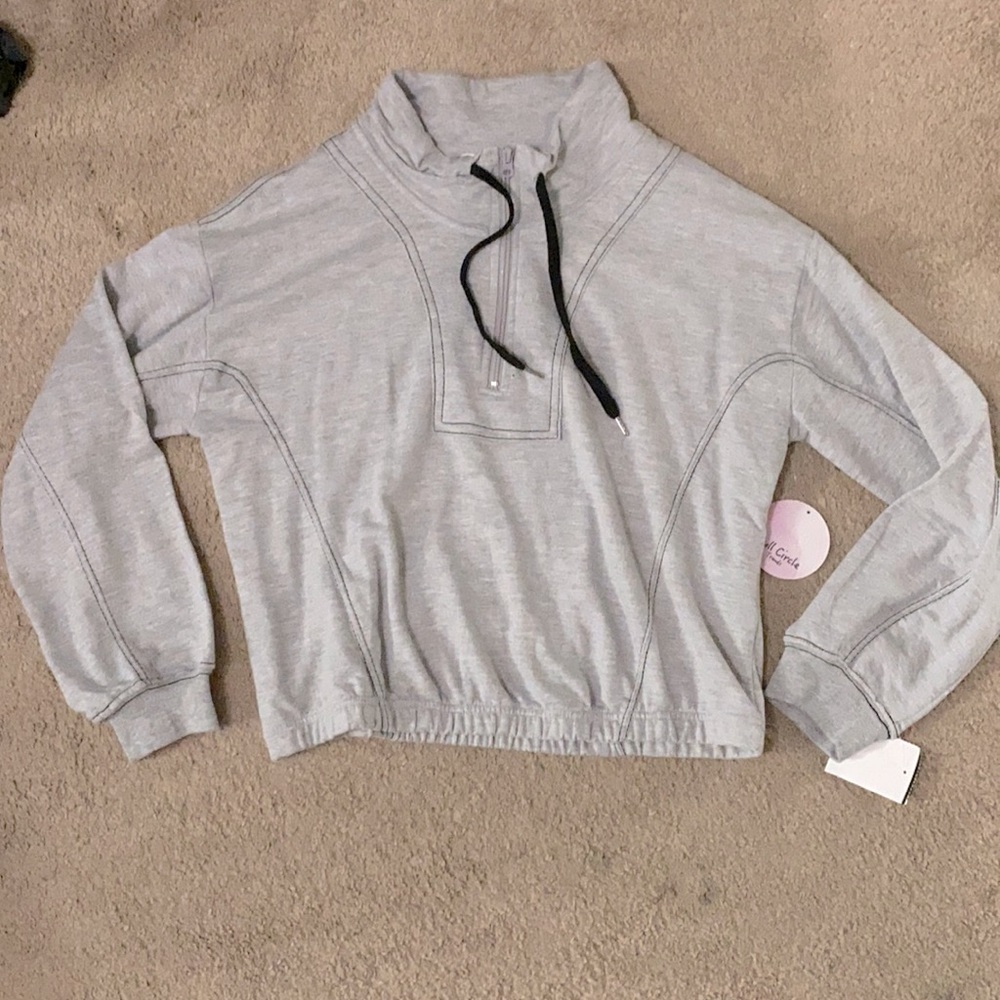 Long sleeve Crop top, grey, Size Large
